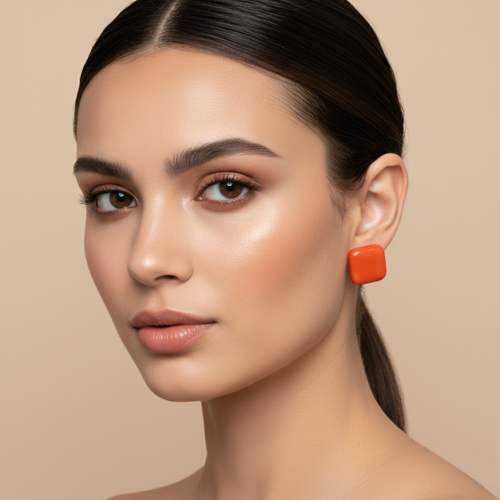 Dainty gold-tone beaded earrings close-up