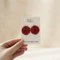 Crimson swirl clay stud earrings handmade design